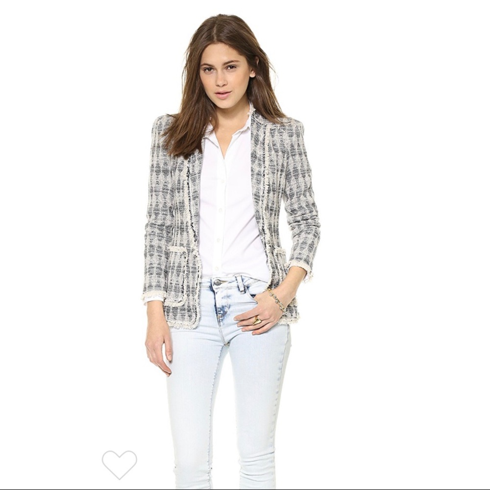 Rebecca Taylor Cream and Black Tweed Blazer